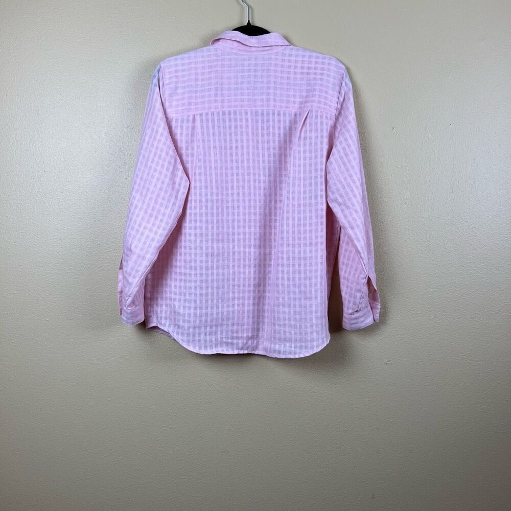 Liz Claiborne Blouse Button Down 100% Linen Long Sleeve Pink Oversized Size S - Picture 4 of 4